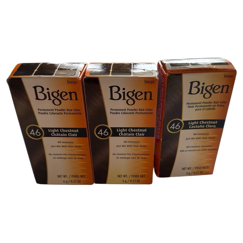 Bigen Hair Powder Color #46 Light Chestnut 0.21 oz - THREE PACK New